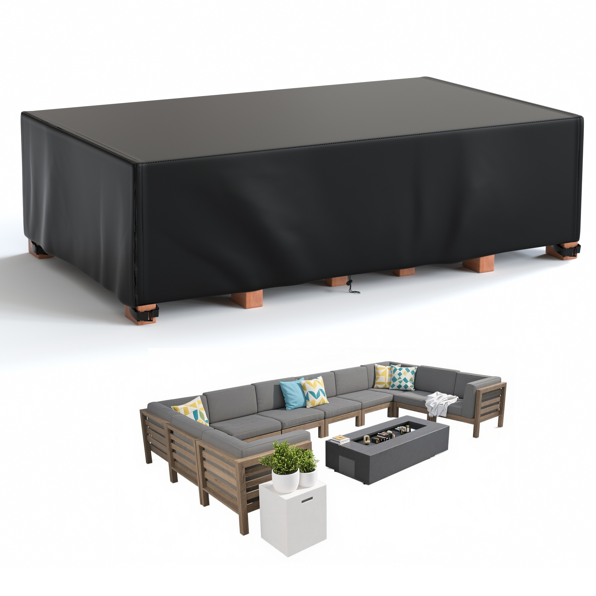thumbnail video image 2 of COSYUMI Patio Furniture Cover, Outdoor Furniture Covers with 4 Ajustable Buckles, Waterproof UV Resistant Outside Table & Chair Covers, 420D Protective Cover for Indoor Outdoor Table Sofa Chairs Set, 2 of 11