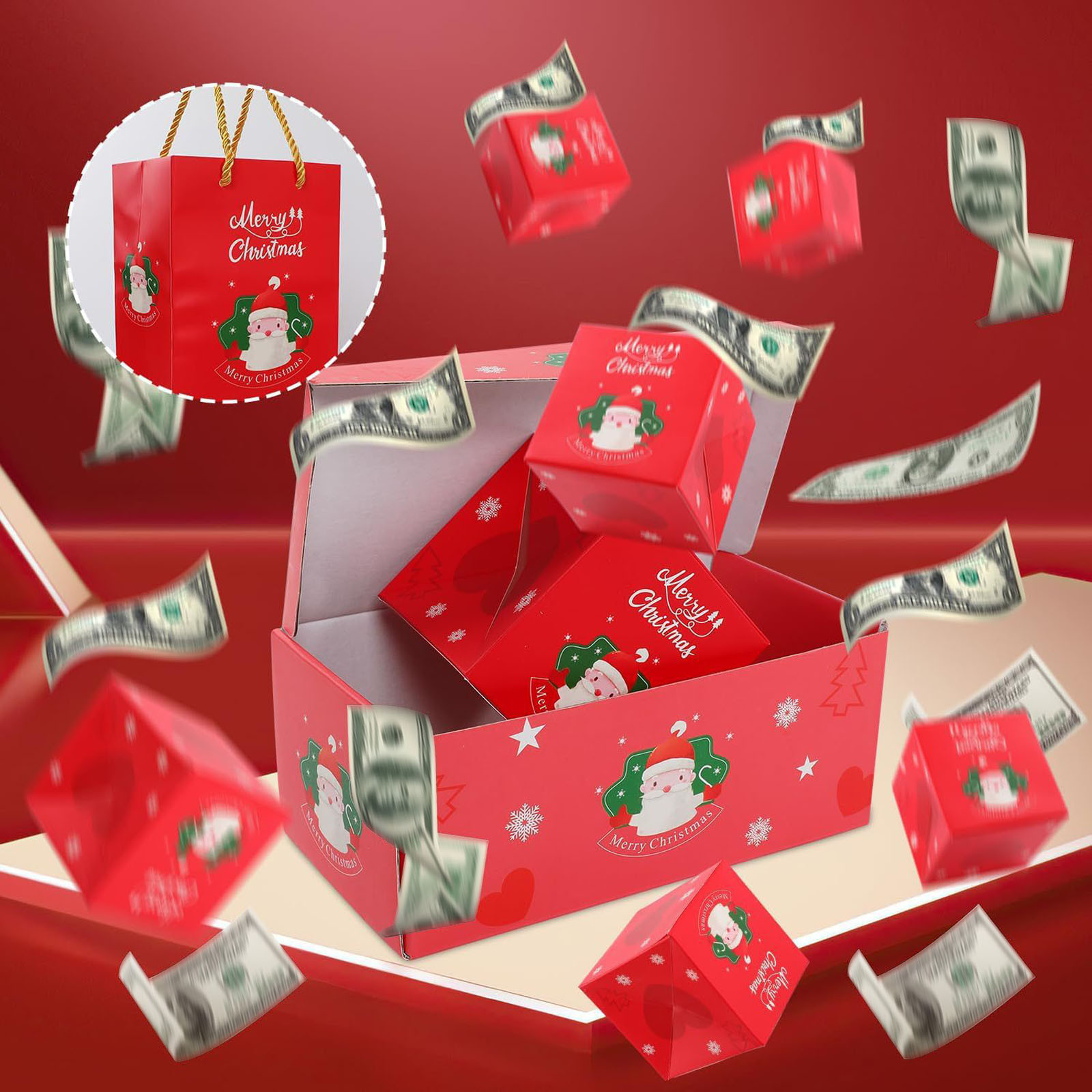 thumbnail video image 2 of Christmas Clearance! Surprise Box Gift Box, Surprise Gift Box Explosion for Money, Explosion Gift Box, Pop Out Bouncing Gift Box, Exploding Birthday Box, Christmas Surprise Gift Box Set, 2 of 9
