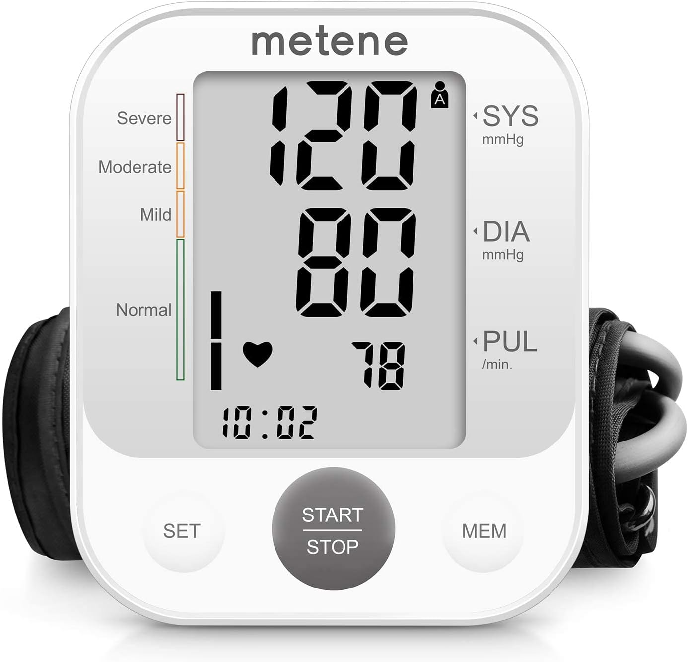 thumbnail video image 2 of Metene Upper Arm Blood Pressure Monitor with Speaker, 2 Users, 240 Recordings, Large Cuff, Large Display Screen, 2 of 7