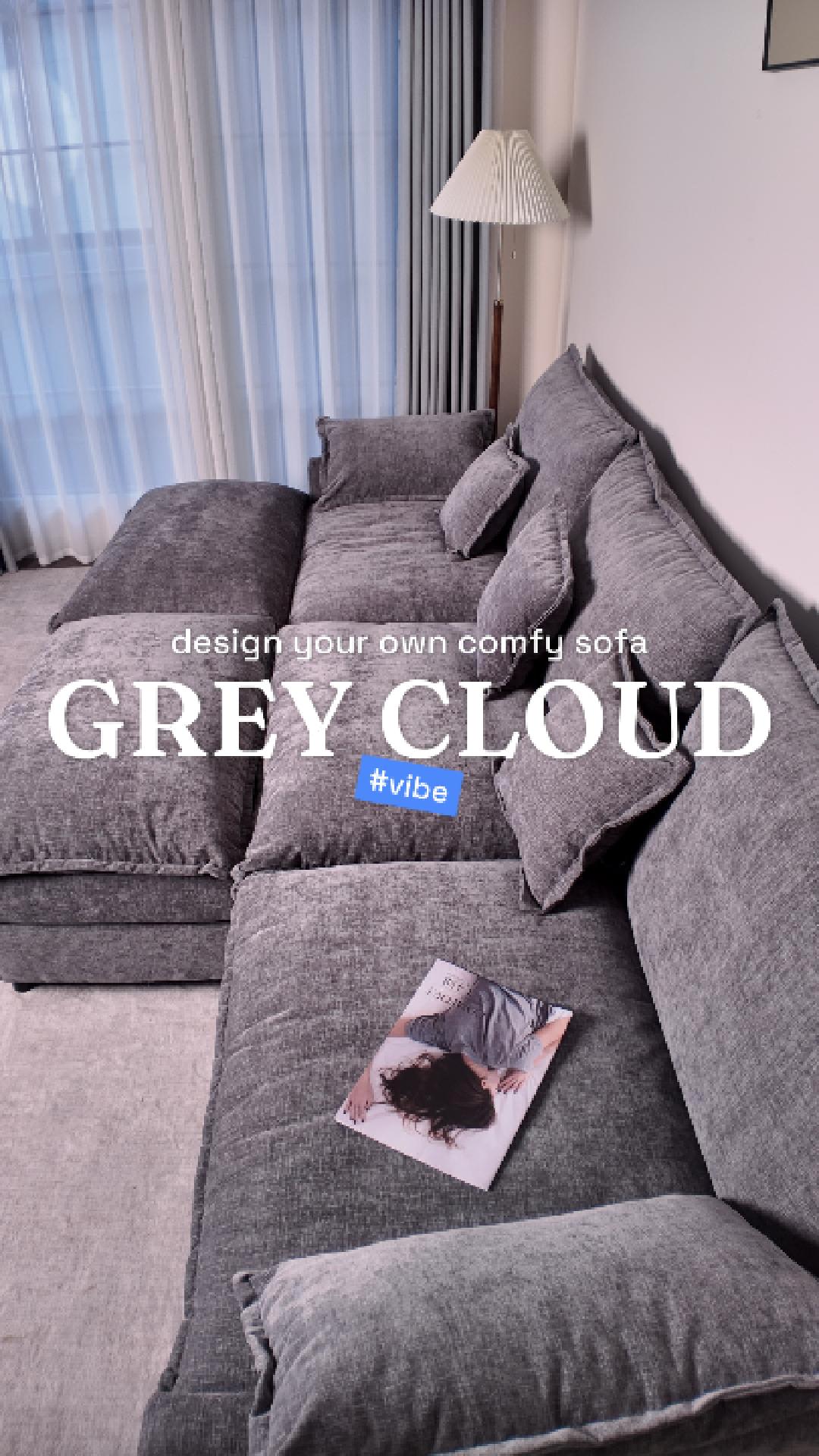 thumbnail video image 2 of LAKPS 4-Seater Sectional Sofa Bed, Chenille Cloud Couch for Living Room, Slate, 2 of 8