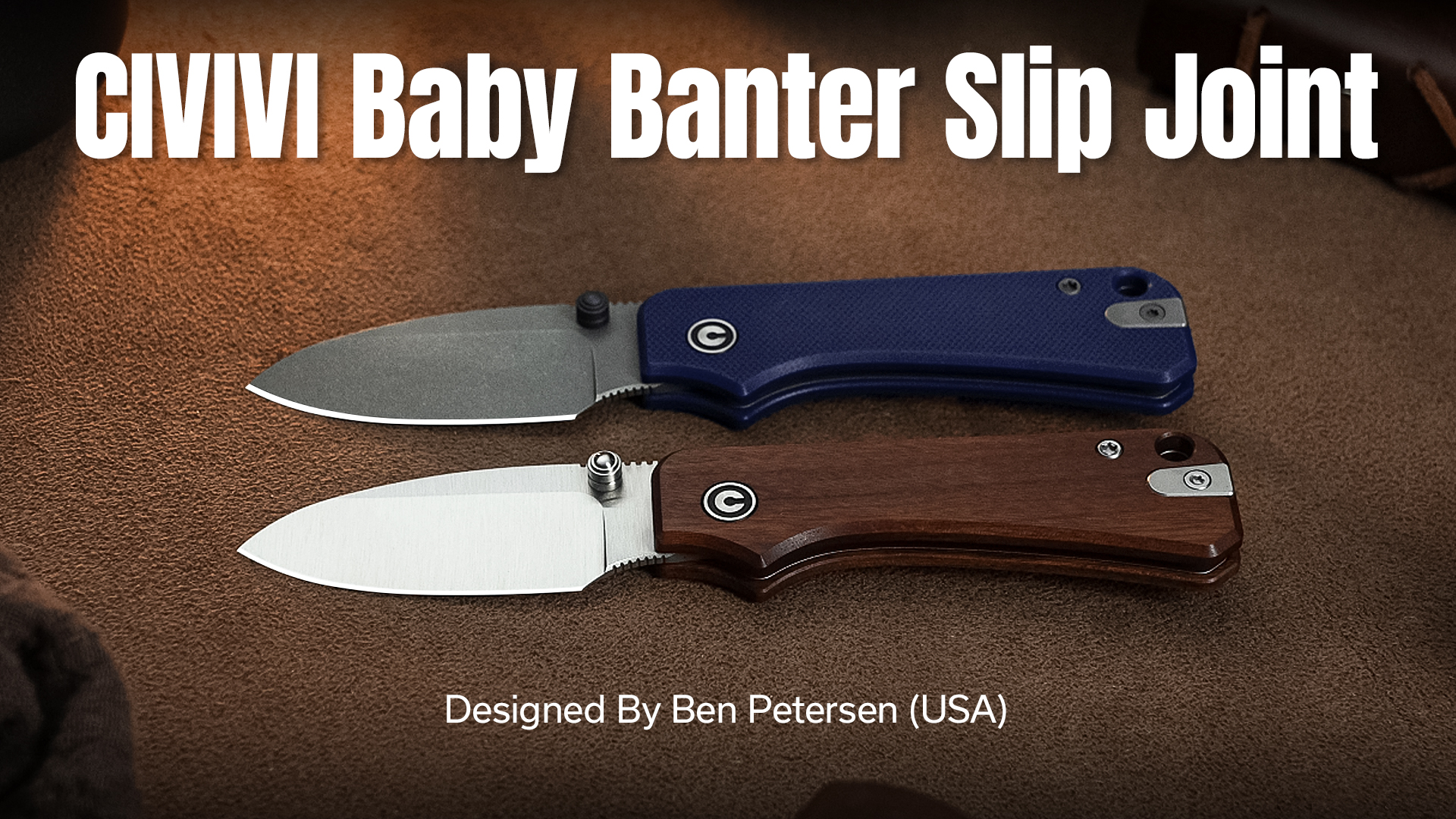 thumbnail video image 2 of CIVIVI Knives Baby Banter Slip Joint Guibourtia Wood & Nitro-V Stainless Steel Pocket Knife, 2 of 8