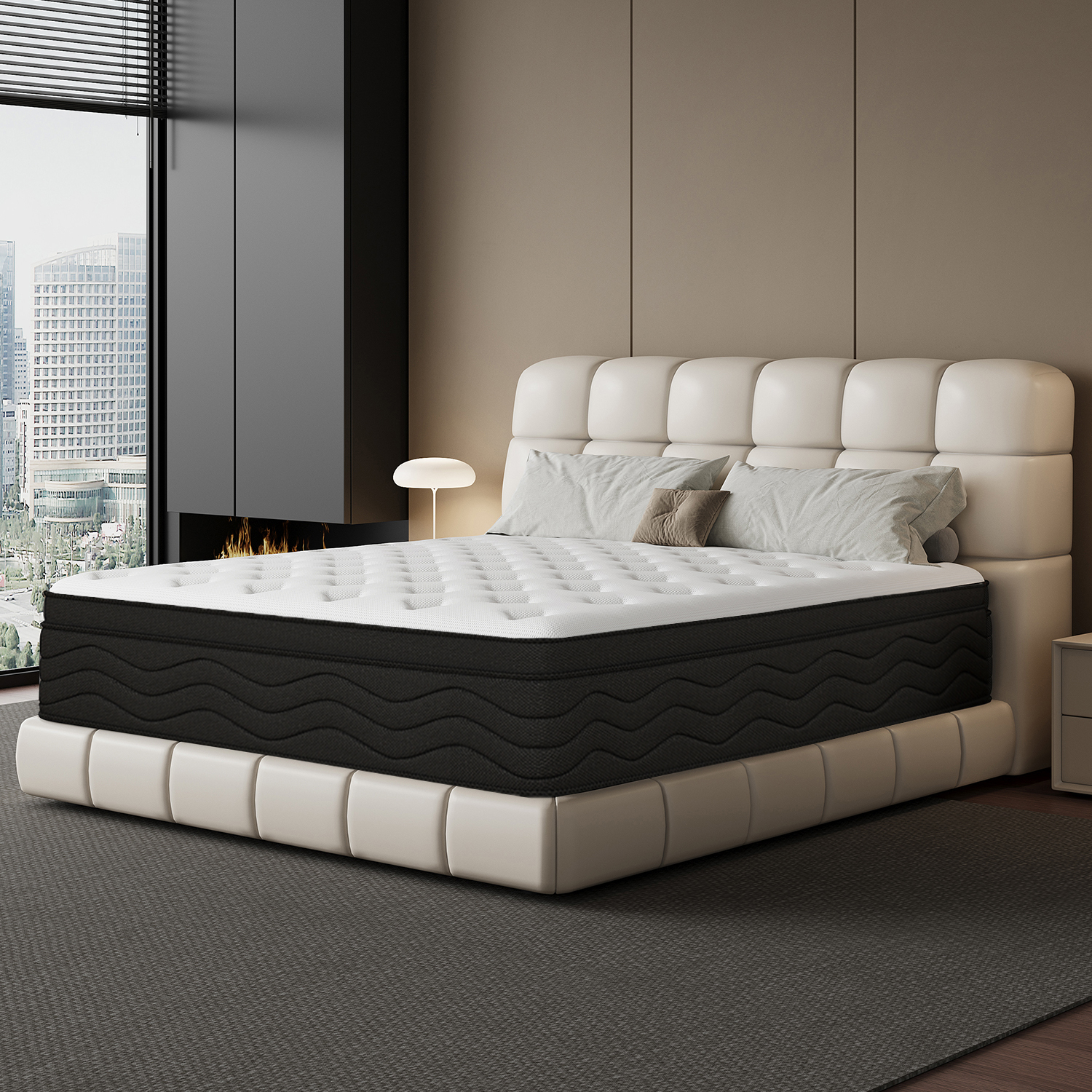 thumbnail video image 2 of Lodeija 12 in Queen Size Mattress , Black with Pocket Springs and Foam, Pressure Relief, Supportive Comfort,Medium Firm, Breathable Cooling Gel, Bed in a Box, 2 of 11