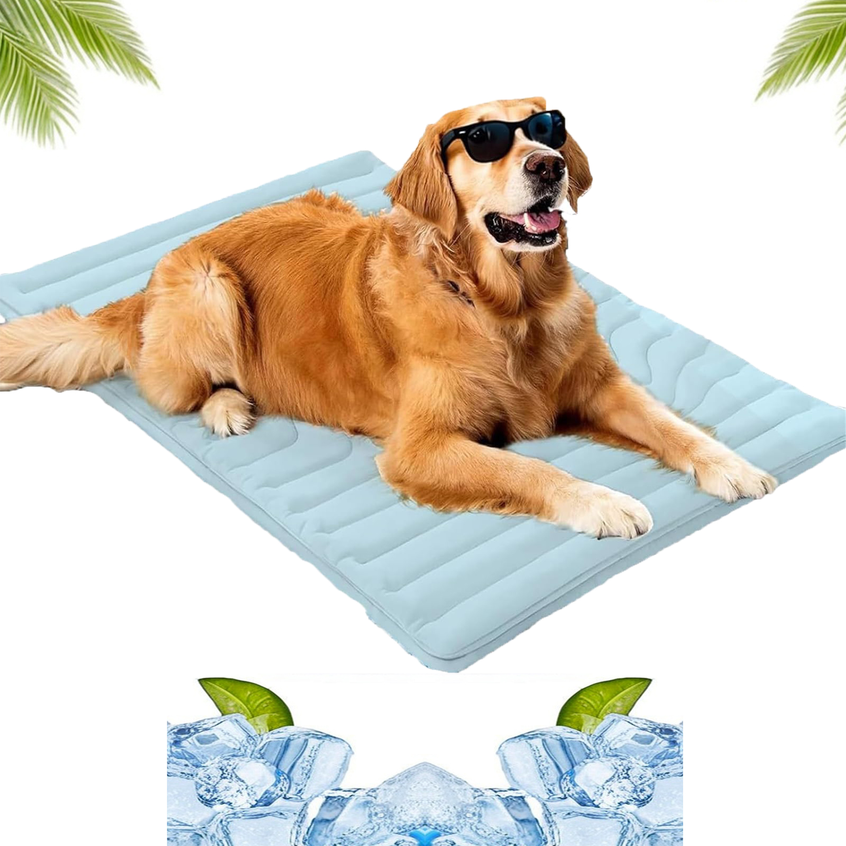 thumbnail video image 2 of Nuvica TempBalance Mat, Cooling Relief for Pets, Washable Dog Cooling Mat Ice Silk Cool Mat, Cool Fabric Structure, Dual-Sided Design for Every Season (Beige,X-Large), 2 of 9