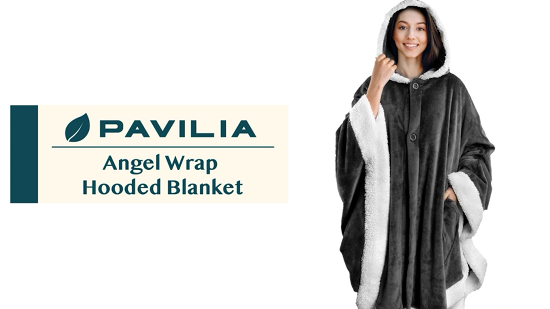 thumbnail video image 2 of PAVILIA Wearable Blanket for Adult Women, Cozy Plush Fleece Blanket Poncho Cape with Hood, Super Soft Shawl, Angel Wrap Throw for Office, Light Pink, 2 of 10