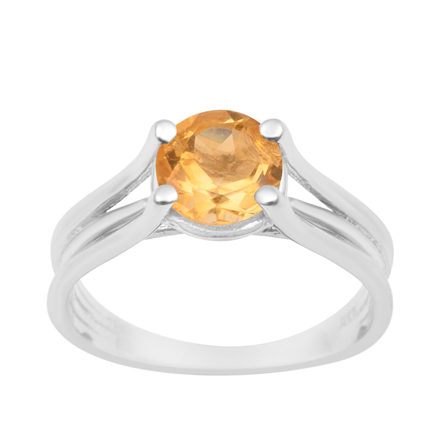 thumbnail video image 2 of 2.00 Ctw Round Shape Citrine Gemstone 925 Sterling Silver Solitaire Women Wedding Ring, 2 of 7