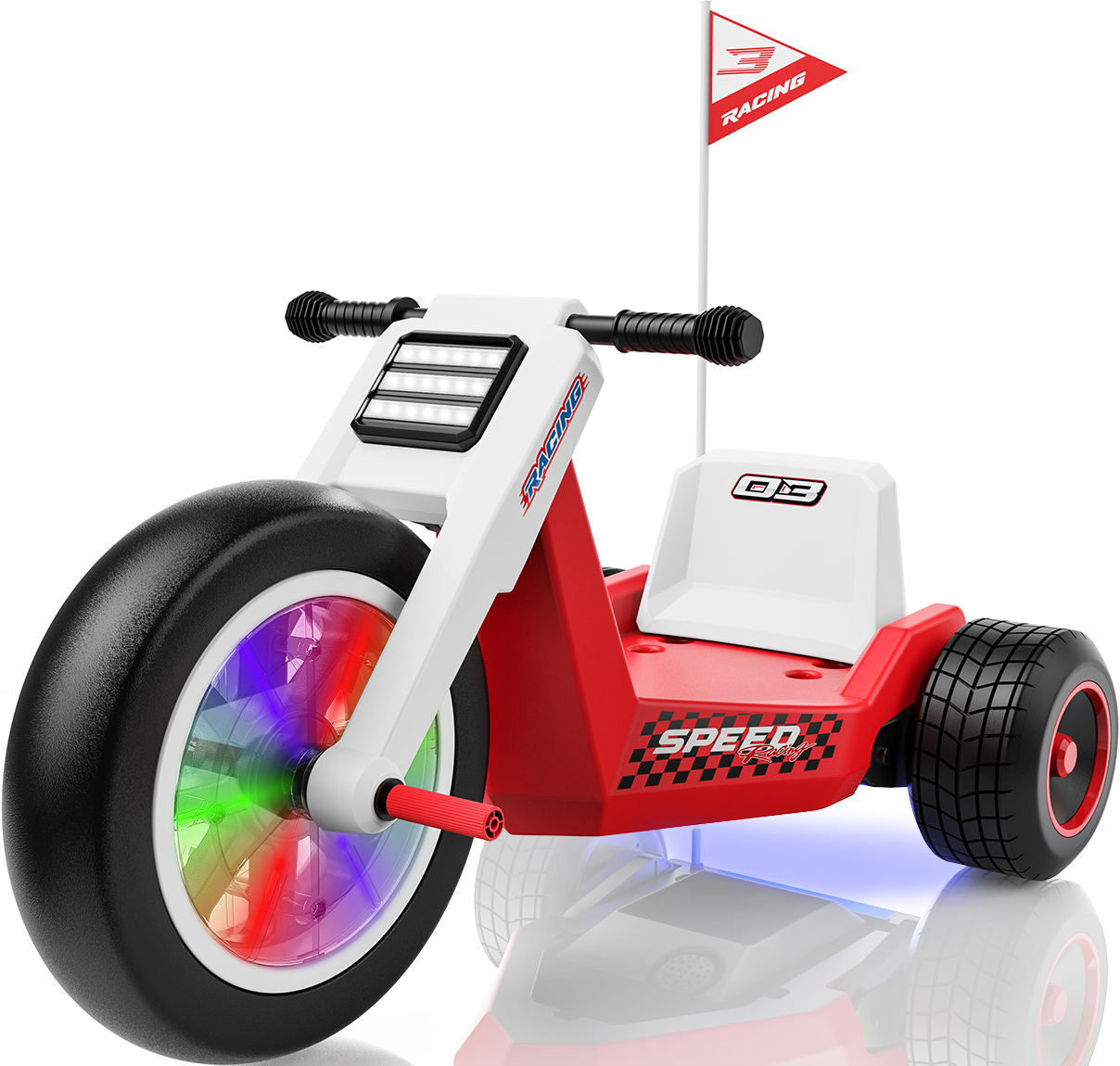 thumbnail video image 2 of LIGIANT Apex T7 24-Volt Kids Electric Trike with LED Front Wheel, Adjustable Seat & Built-in Music, 5 MPH Speed, 66 lb Capacity, Battery Powered Ride-On for Ages 3 and Up, 2 of 8