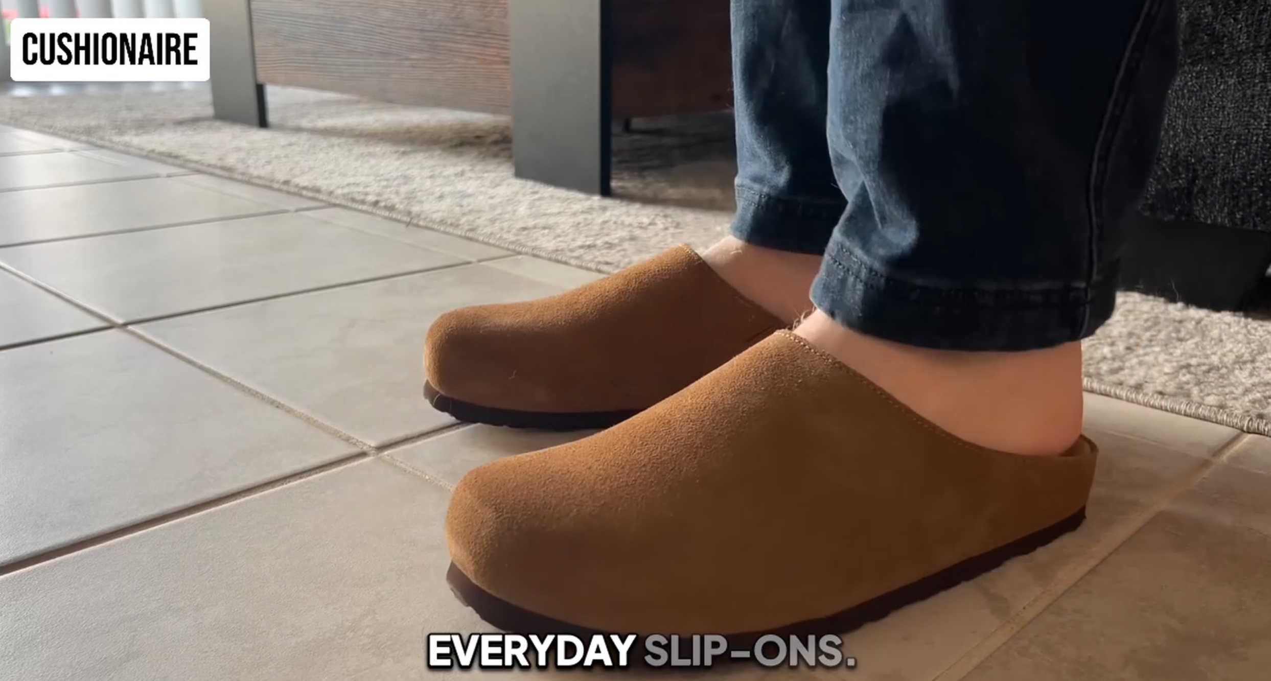 thumbnail video image 2 of Cushionaire Heath Men's Genuine Suede Leather Clogs with Memory Foam Comfort, Easy Slip On Slide Slippers for Men, 2 of 23