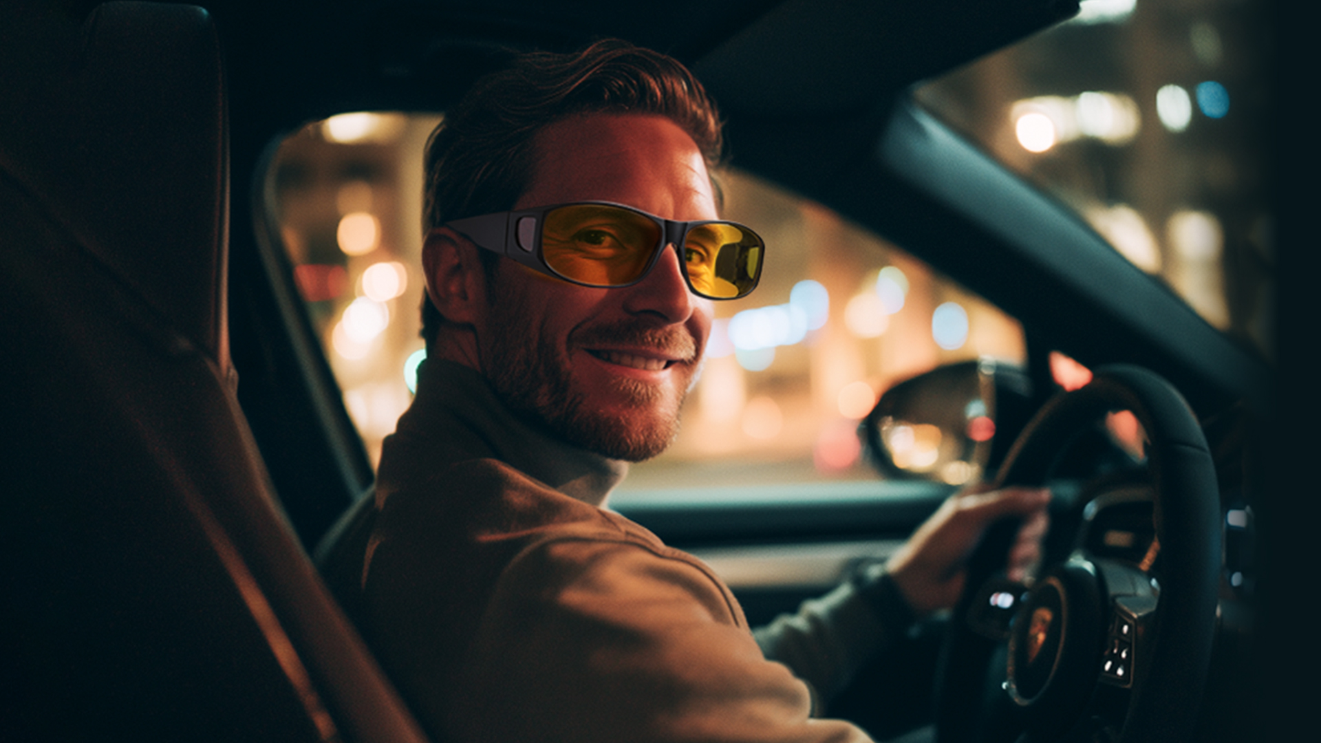 thumbnail video image 2 of TINHAO Wrap Around Night Driving Glasses Anti Glare Night Vision Glasses for Men Women Fit Over Prescription Glasses, 2 of 7