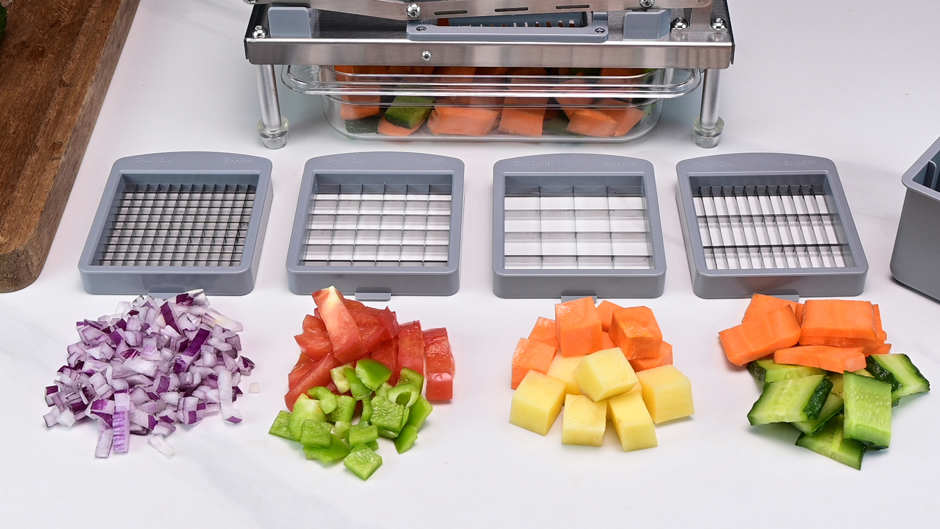 thumbnail video image 2 of Vegetable Chopper, Veggie Chopper With 10 Blades, Onion Cutter with Container, Pro All-in-1 Food Dicer (10 Blades), 2 of 9