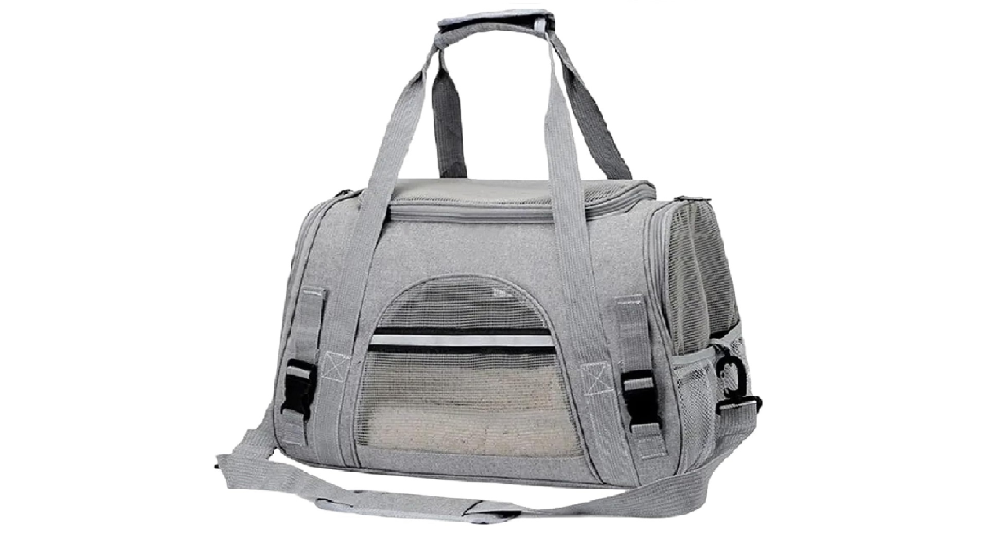 thumbnail video image 2 of Luxury Dog & Cat Travel Carrier Bag – Soft-Sided, Lightweight, Portable Small Pet Carrier Handbag with Durable Oxford & Nylon, Comfortable for Puppies & Cats, 2 of 7