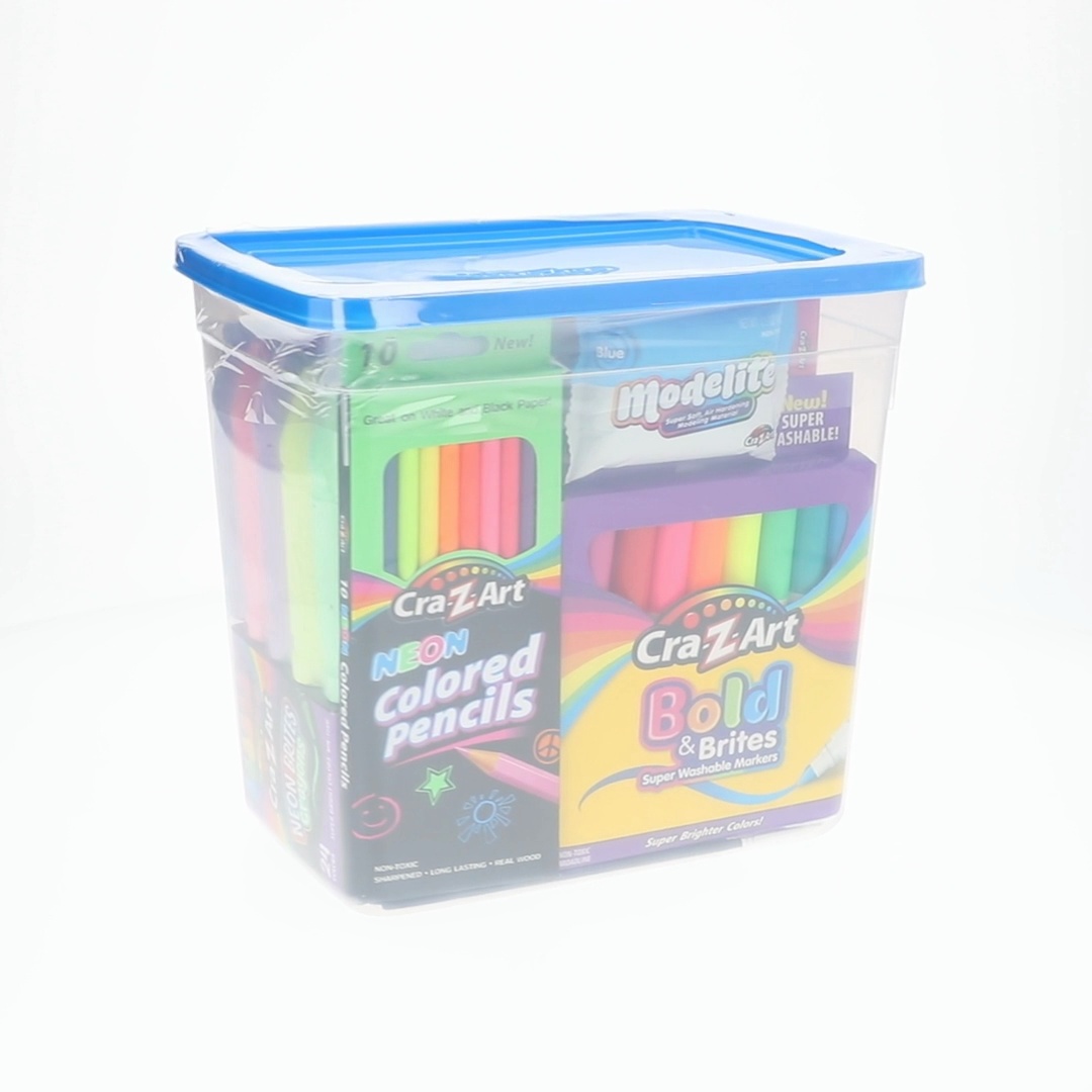 Cra-Z-Art Neon Brights Activity Tub, Multi-Color Drawing Set with