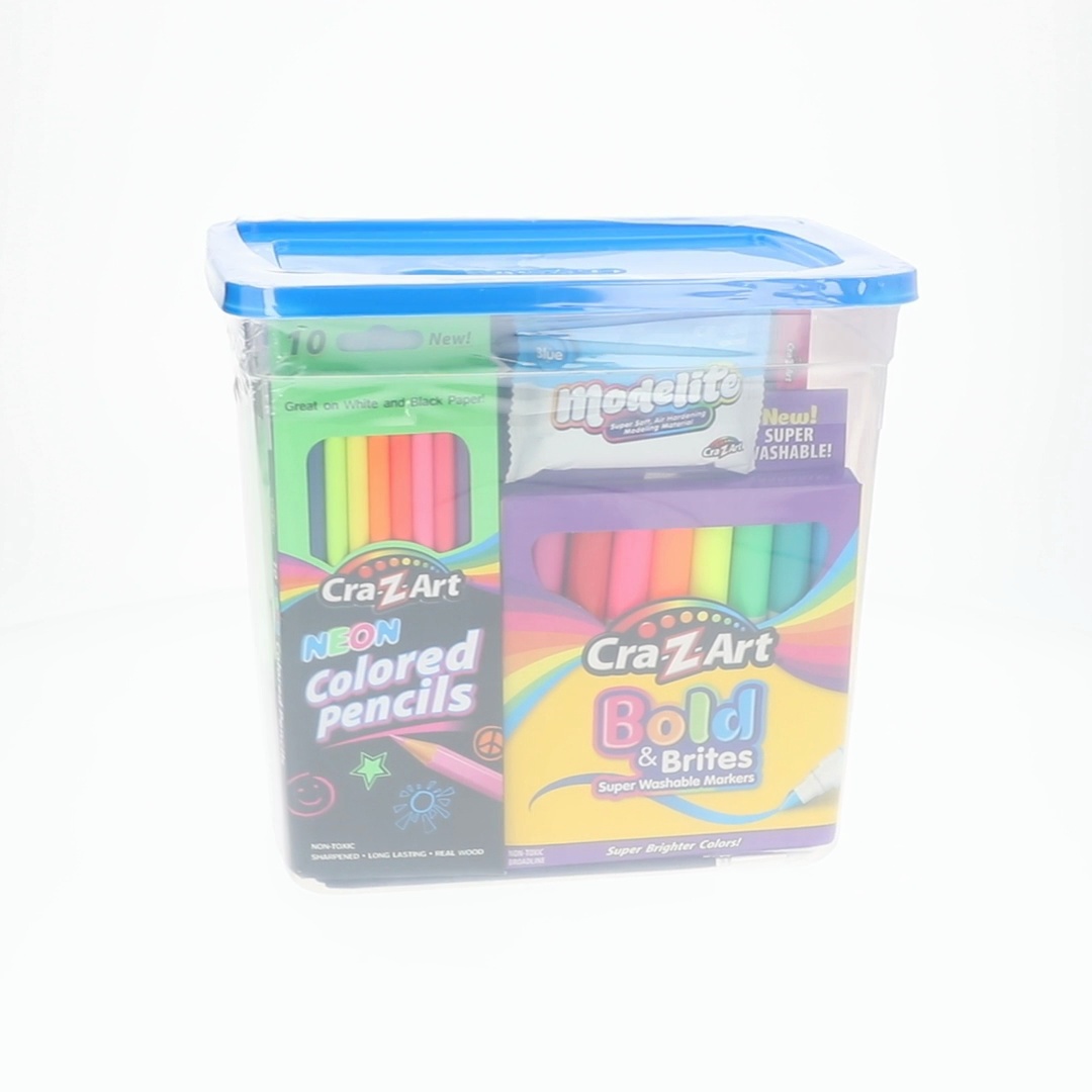 Cra-Z-Art Neon Brights Activity Tub, Multi-Color Drawing Set with