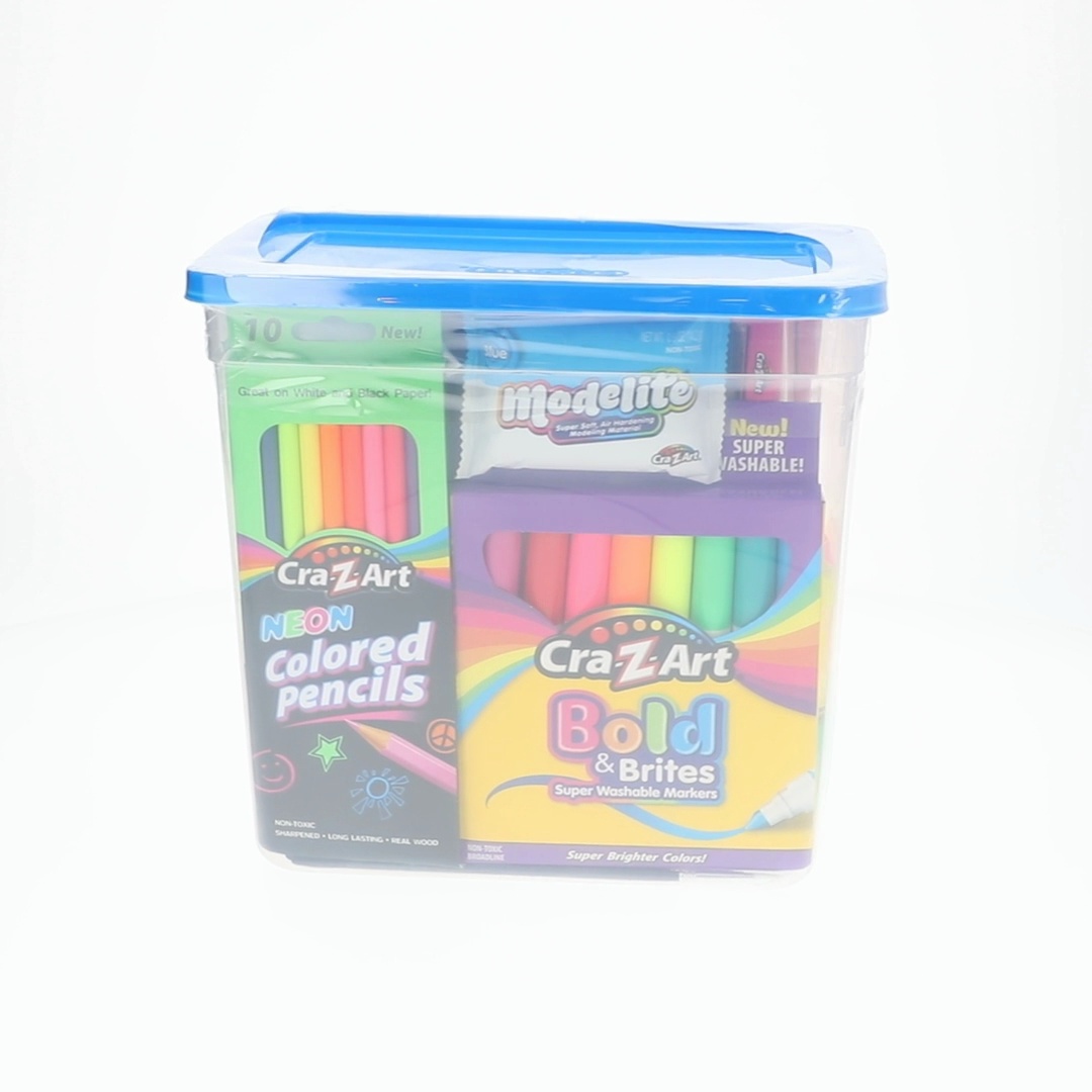 Cra-Z-Art Neon Brights Activity Tub, Multi-Color Drawing Set with