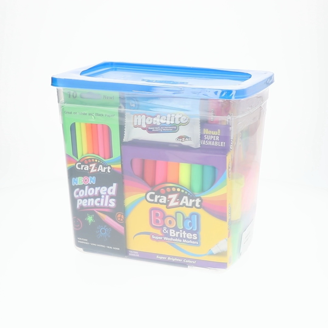 Cra-Z-Art Neon Brights Activity Tub, Multi-Color Drawing Set with