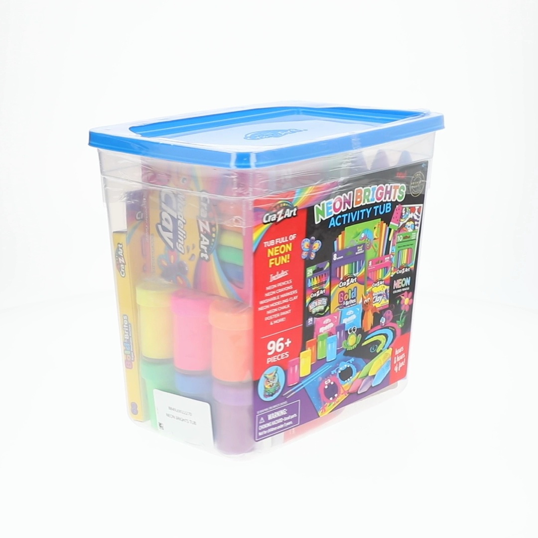 Cra-Z-Art Neon Brights Activity Tub, Multi-Color Drawing Set with