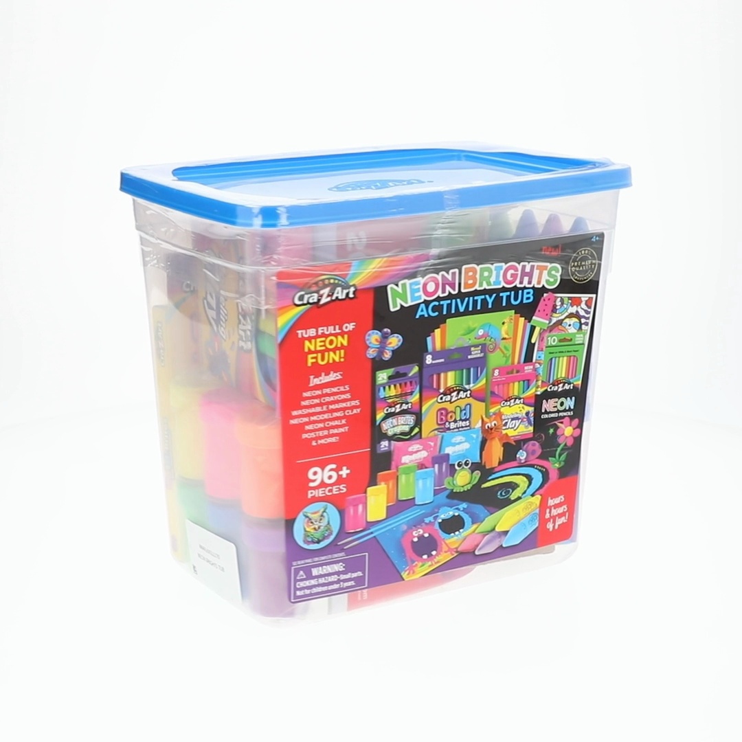 Cra-Z-Art Neon Brights Activity Tub, Multi-Color Drawing Set with