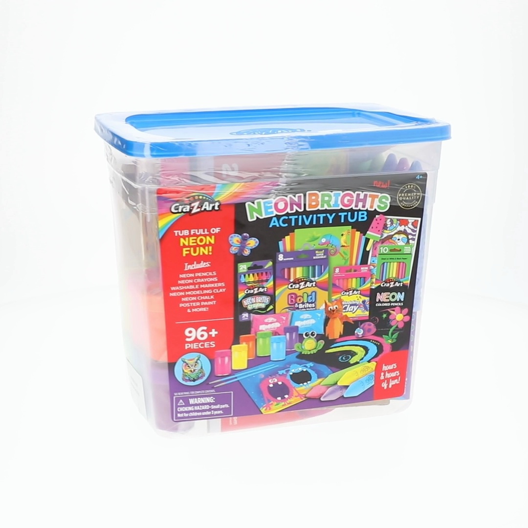 Cra-Z-Art Neon Brights Activity Tub, Multi-Color Drawing Set with