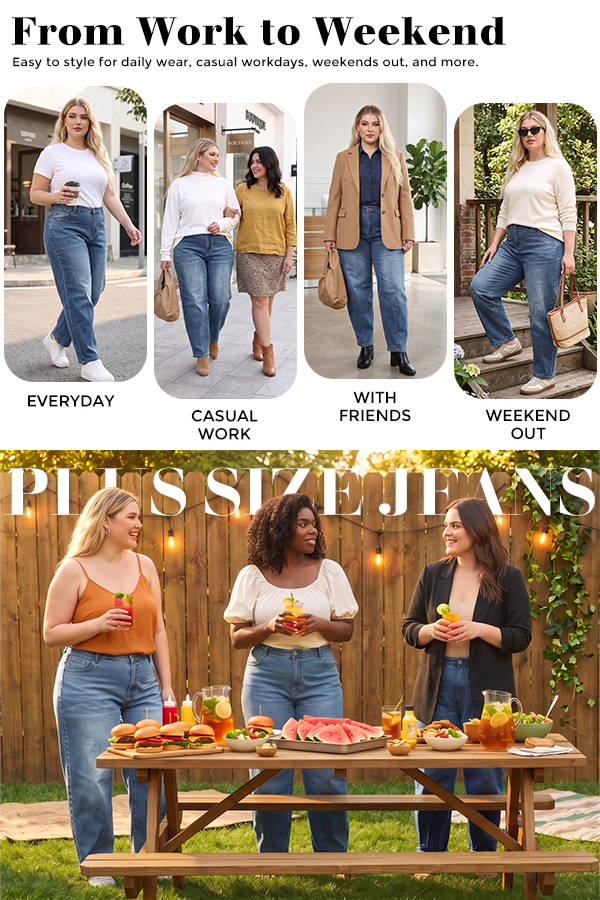 thumbnail video image 2 of NAYTOAO Plus Size Women's High‑Waist Tapered Jeans, Stretchy Soft Denim Casual Ankle Pants for Work Daily Weekend, 2 of 7
