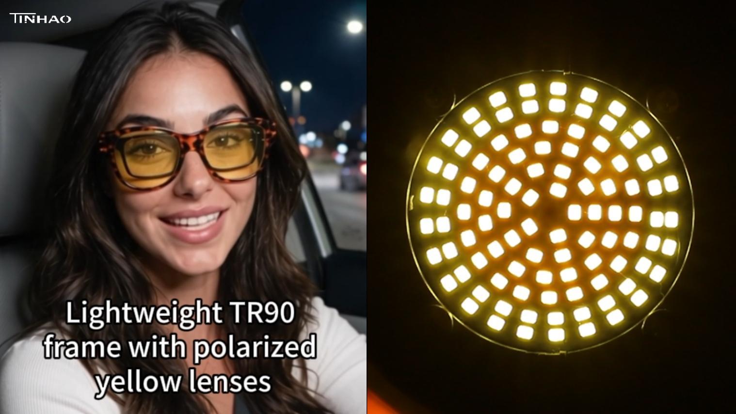 thumbnail video image 2 of TINHAO Night Driving Glasses Fit Over Prescription Glasses Anti Glare Night Vision Glasses for Men Women, 2 of 8