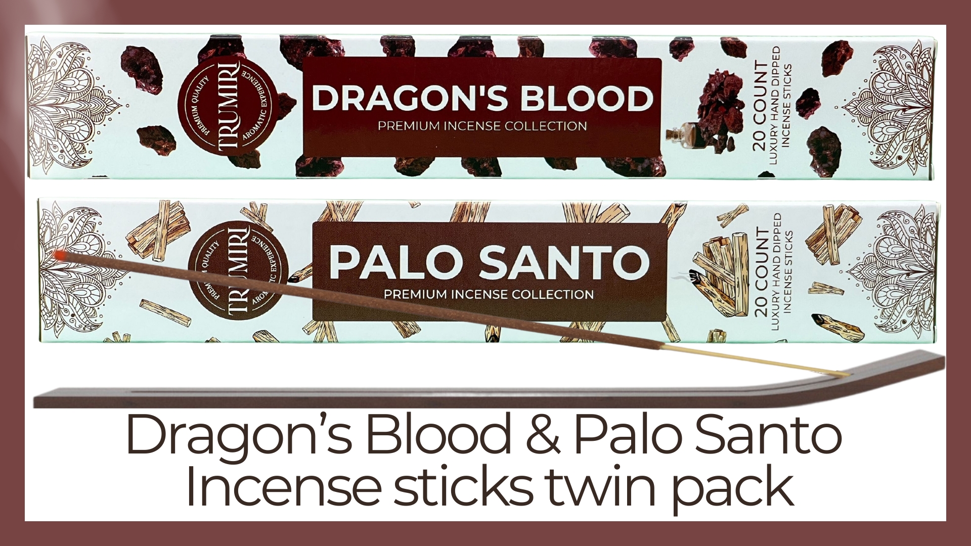 thumbnail video image 2 of Trumiri Incense Sticks - Combo Pack of 40 Insence-Sticks - 20 Dragons Blood + 20 Palo Santo - Insenses - Insents - Incents - Inscense - Incence - Incienso - All Natural Incense Sticks, 2 of 10