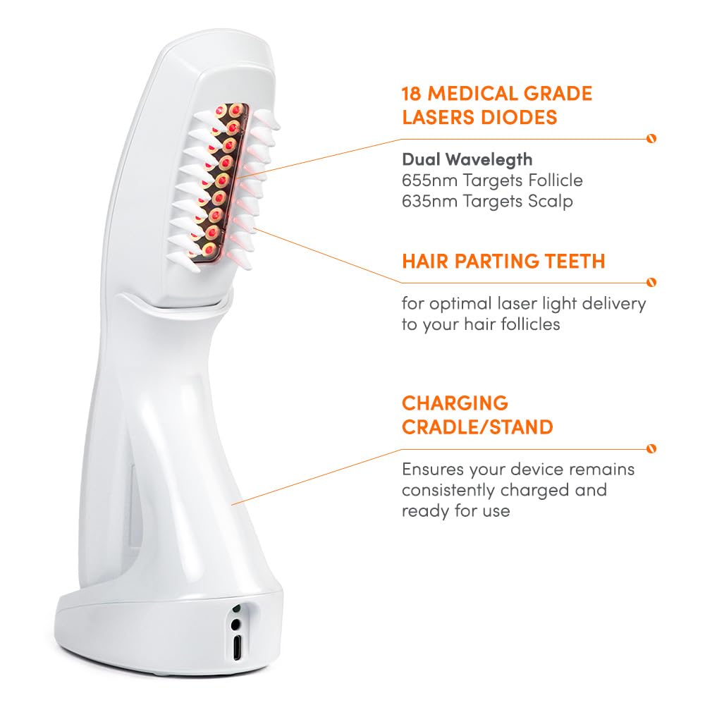 thumbnail video image 2 of Actonis 18 Laser Comb FDA Cleared Hair Growth & Regrowth Device (Dark Silver), 2 of 9