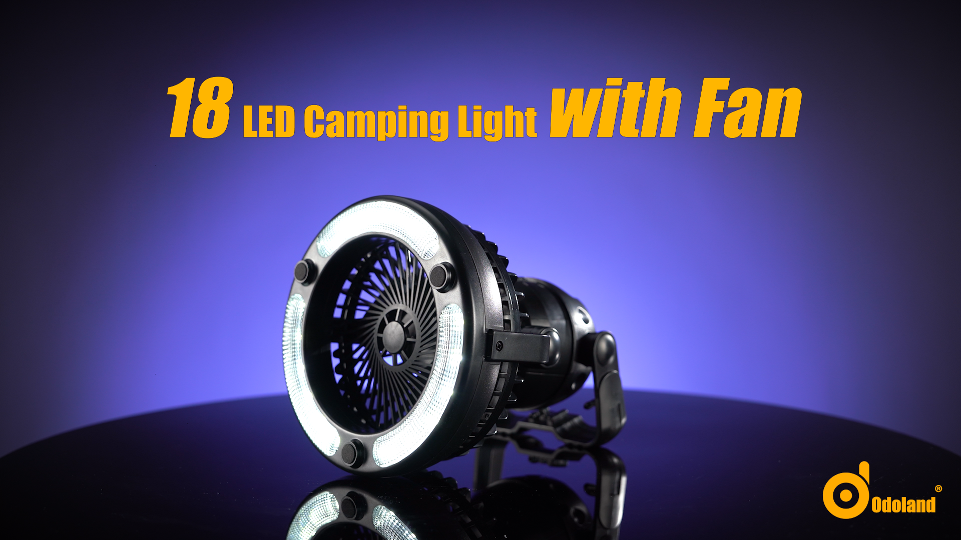 thumbnail video image 2 of Odoland Portable LED Camping Lantern with 18 LED Flashlight Ceiling Fan for Outdoor Hiking Fishing Outages and Emergencies Tent, 2 of 12