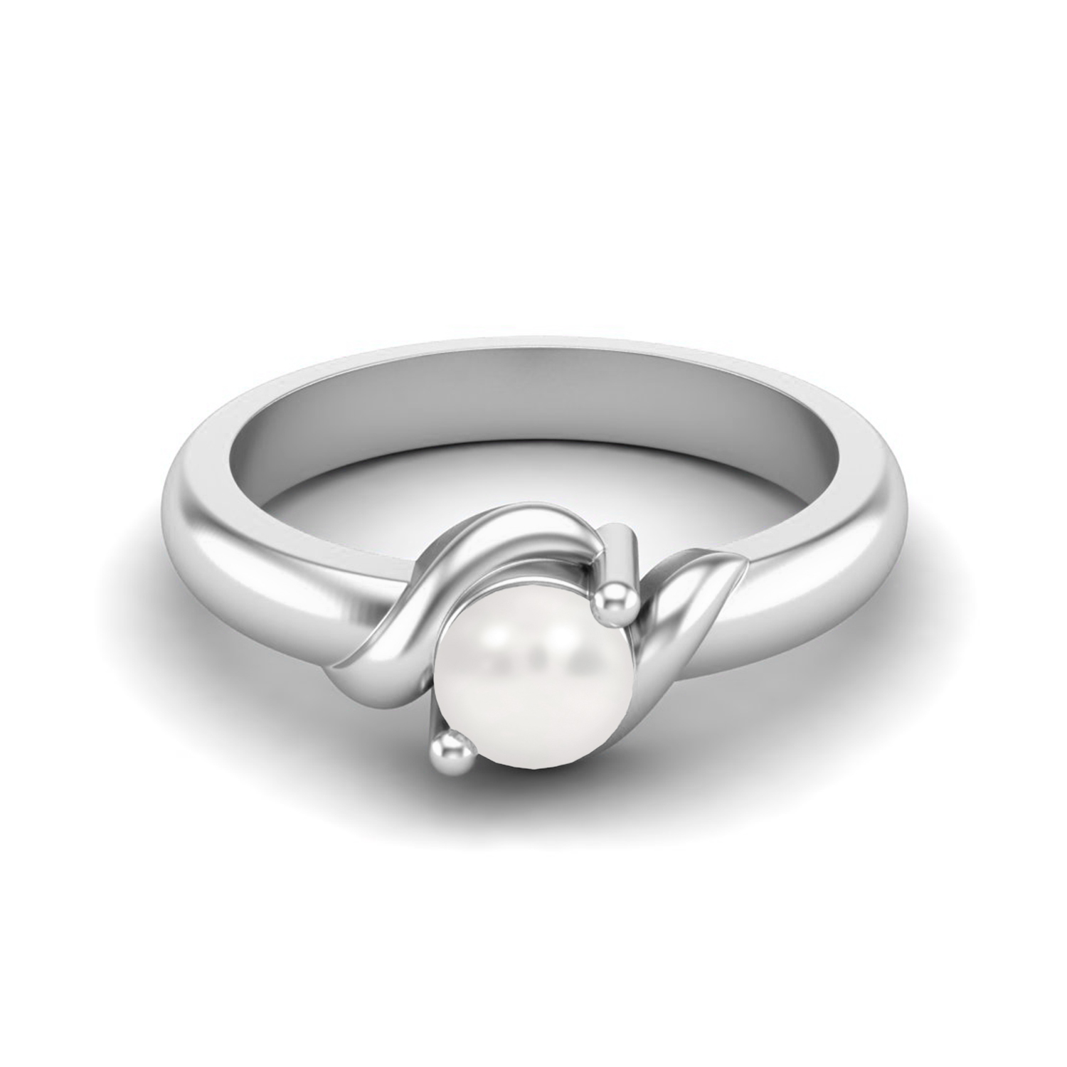 thumbnail video image 2 of 5MM Round Shape Natural Pearl Gemstone 925 Sterling Silver Solitaire Women Promise Valentines Day Gifts Ring, 2 of 4