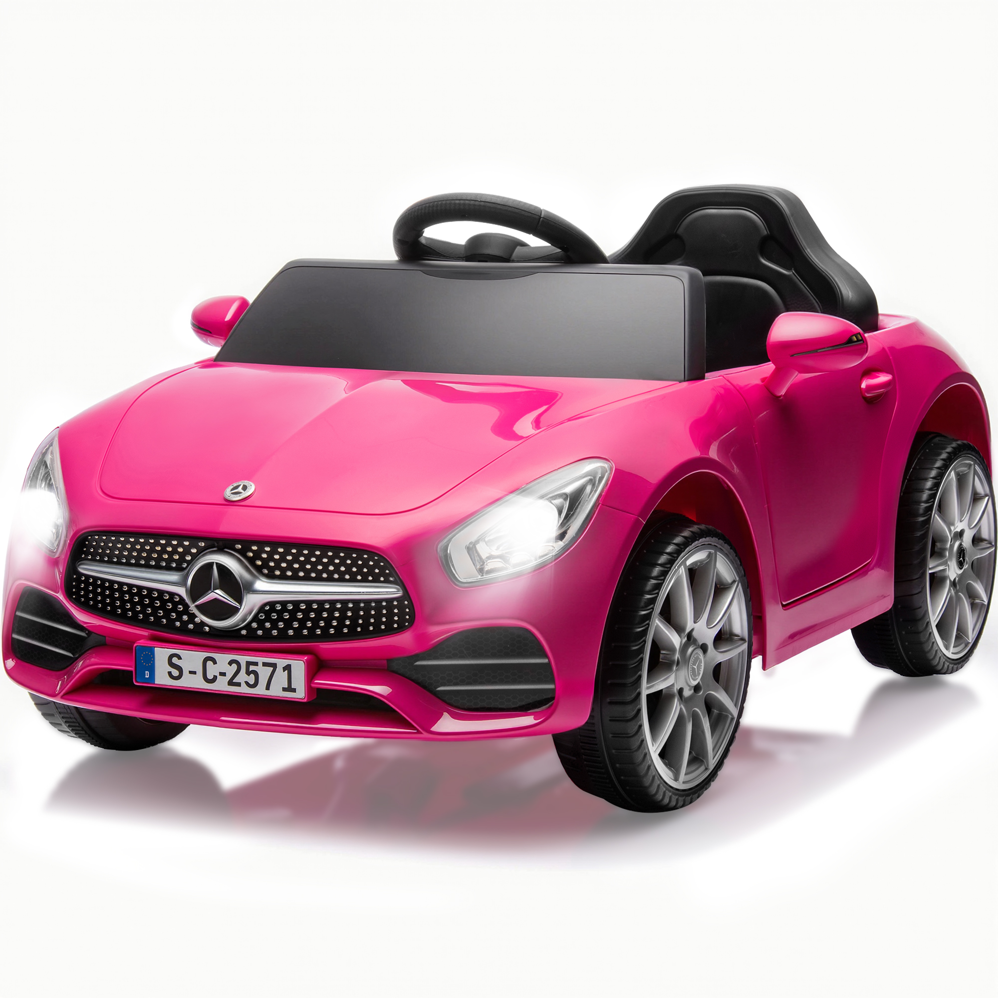 thumbnail video image 2 of 12V Ride on Toy for Kids, Licensed Toyota LC250 2024 Powered Ride on Car with Remote Control, Kids Electric Cars for Boys Girls 3-5 with Bluetooth, Music, LED Lights, 3 Speeds, 4 Wheelers, Pink, 2 of 9