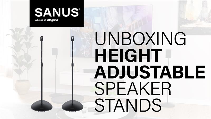 thumbnail video image 2 of SANUS Speaker Stands Pair Holds up to 3.5 lbs – Height Adjustable, Premium Design, 3-Step Install, 2 of 10