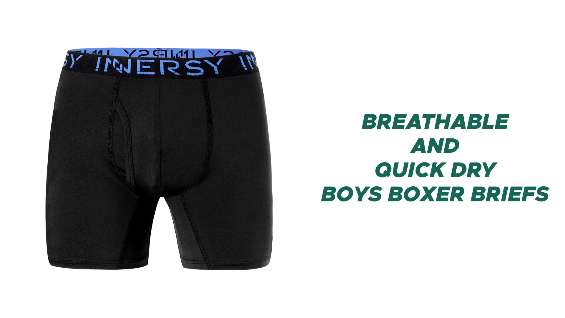 thumbnail video image 2 of INNERSY Big Boys' Quick-dry Boxer Briefs Lightweight & Smooth Underwear 2-Pack(Large,Black), 2 of 8