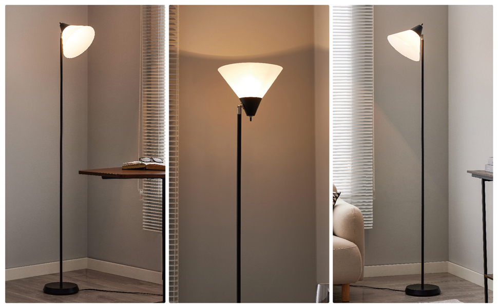 thumbnail video image 2 of HonoDing Floor Lamp Standing Light,Pole Lamps for Living Room, Adjustable Head Arcylic Shade Floor Light Black, 2 of 8