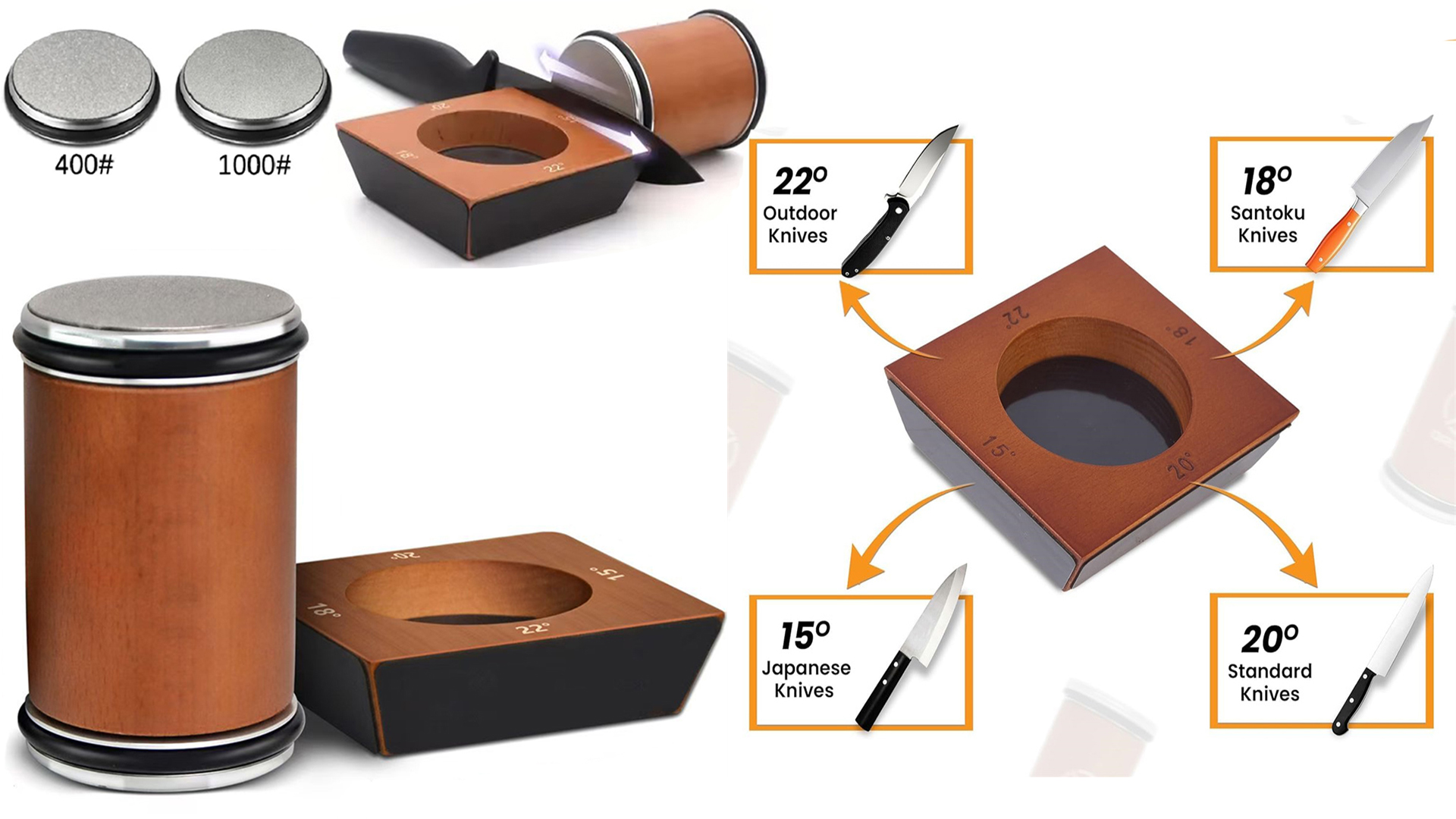 thumbnail video image 2 of Akatsuki Rolling Knife Sharpener Kit 4 Angles Diamond Whetstone #1000/#400 Tumbler Sharpening Stone Roller Sharpener System with Finger Guard and Glove, 2 of 10