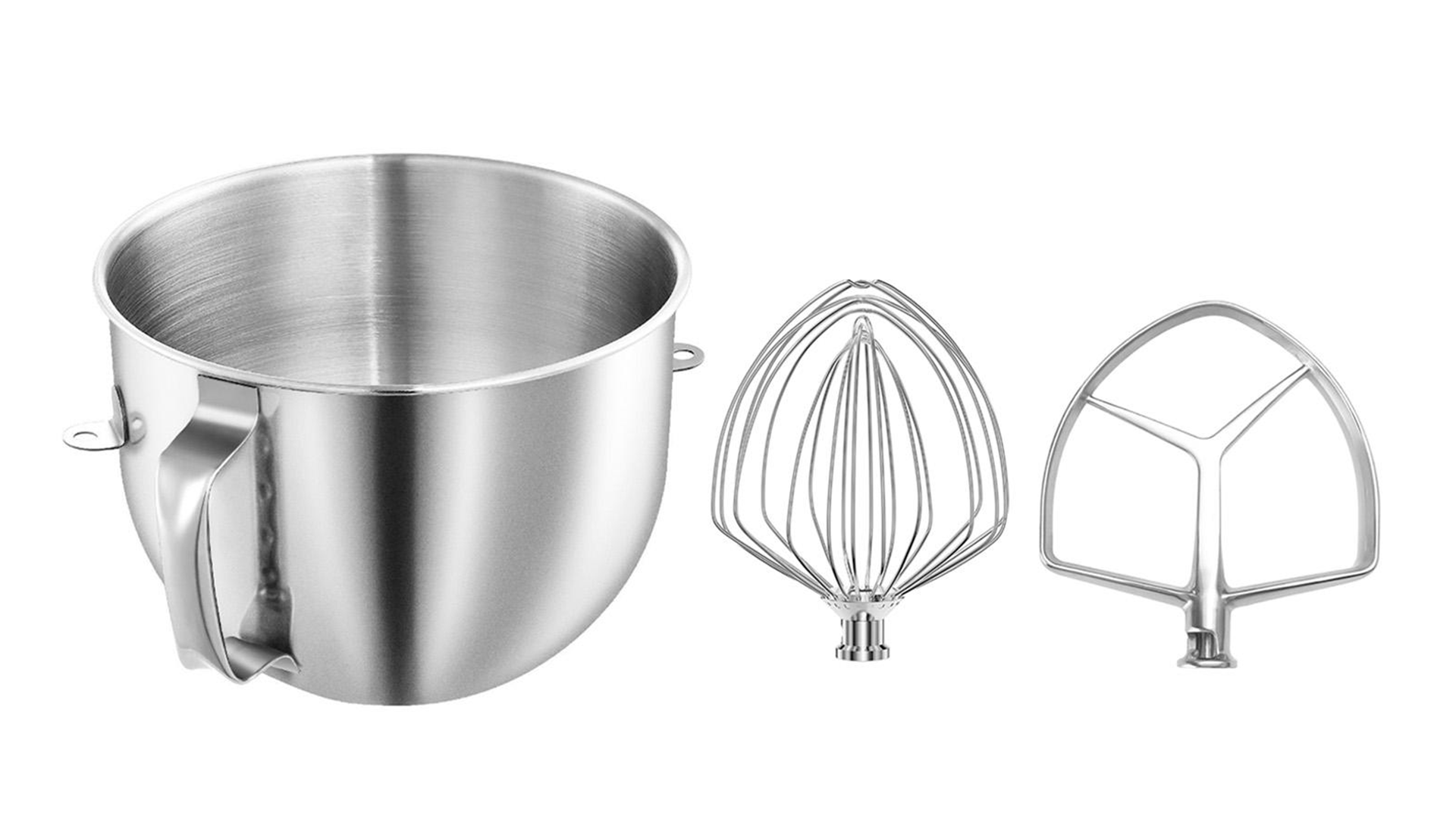thumbnail video image 2 of 7QT Mixing Bowl with Handle, Flat Beater & Whisk Set for KitchenAid Bowl-Lift Mixers – Stainless Steel, Food Grade, Dishwasher Safe, 2 of 11