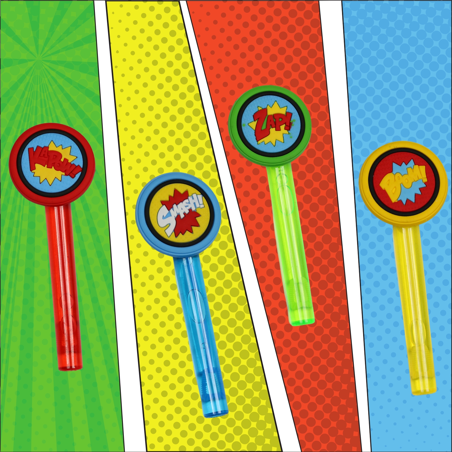Superhero Party Favors, Set of 24 - Comic Hero Word Bubble Wands for ...