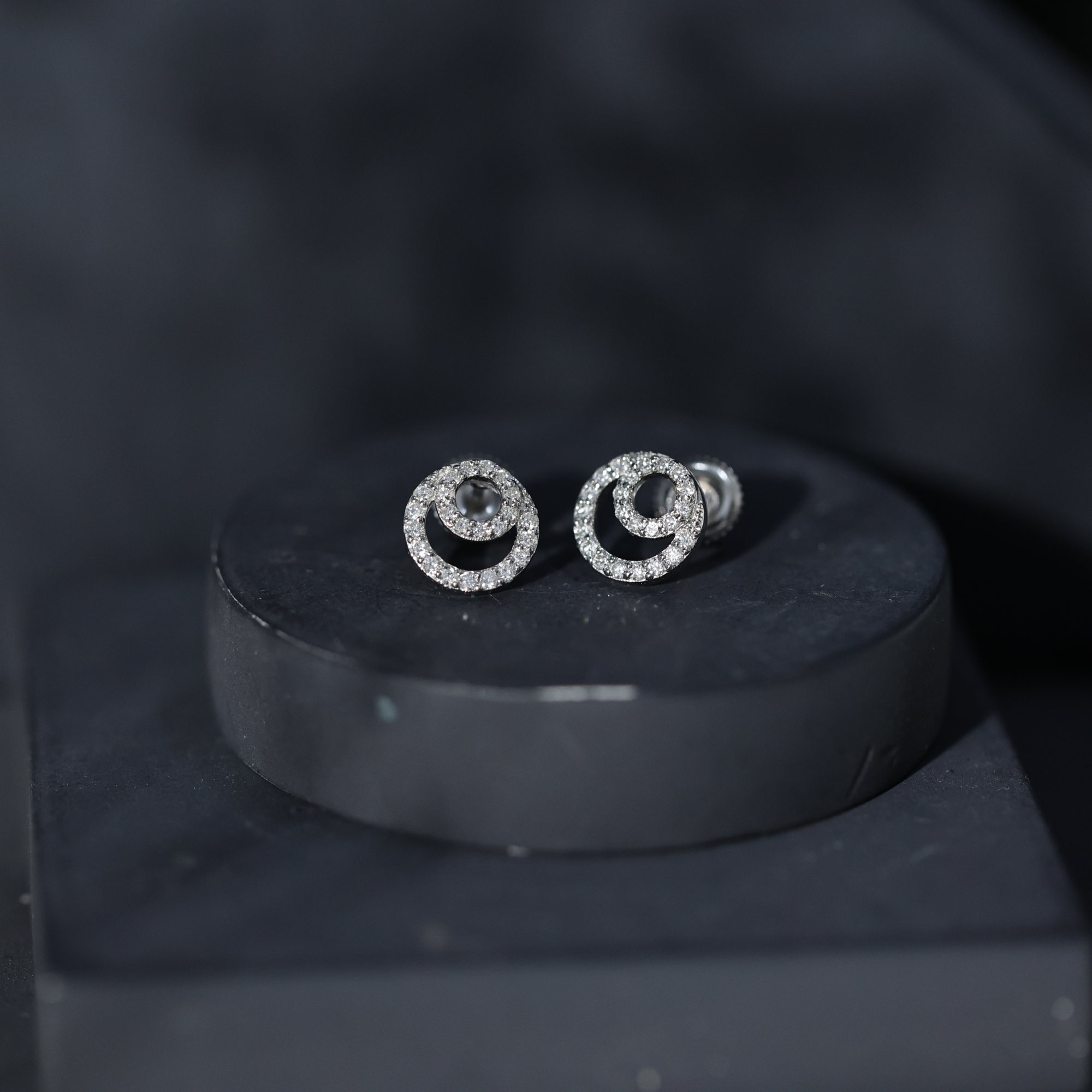 thumbnail video image 2 of Rosec Jewels Lab Grown Diamond Circle Earrings with Screw Back - Diamond Stud Earrings - EF-VS Quality, 14K Yellow Gold, 2 of 8