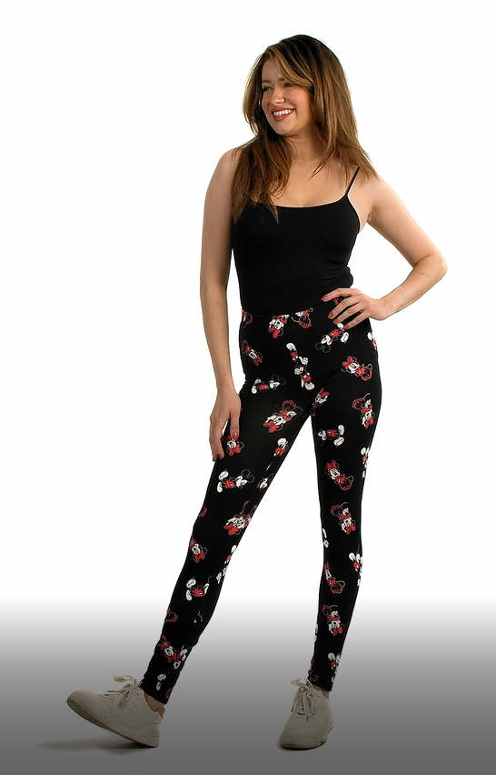 thumbnail video image 2 of Disney Women's Mickey & Minnie Mouse Leggings All-Over Print Stretch Black, 2 of 8