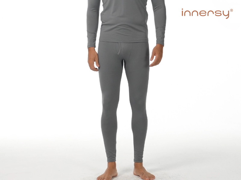 thumbnail video image 2 of INNERSY Men's Lightweight Thermal Underwear Pants Long Johns Pants Base Layer 2-Pack(Large,Grey/Black), 2 of 8