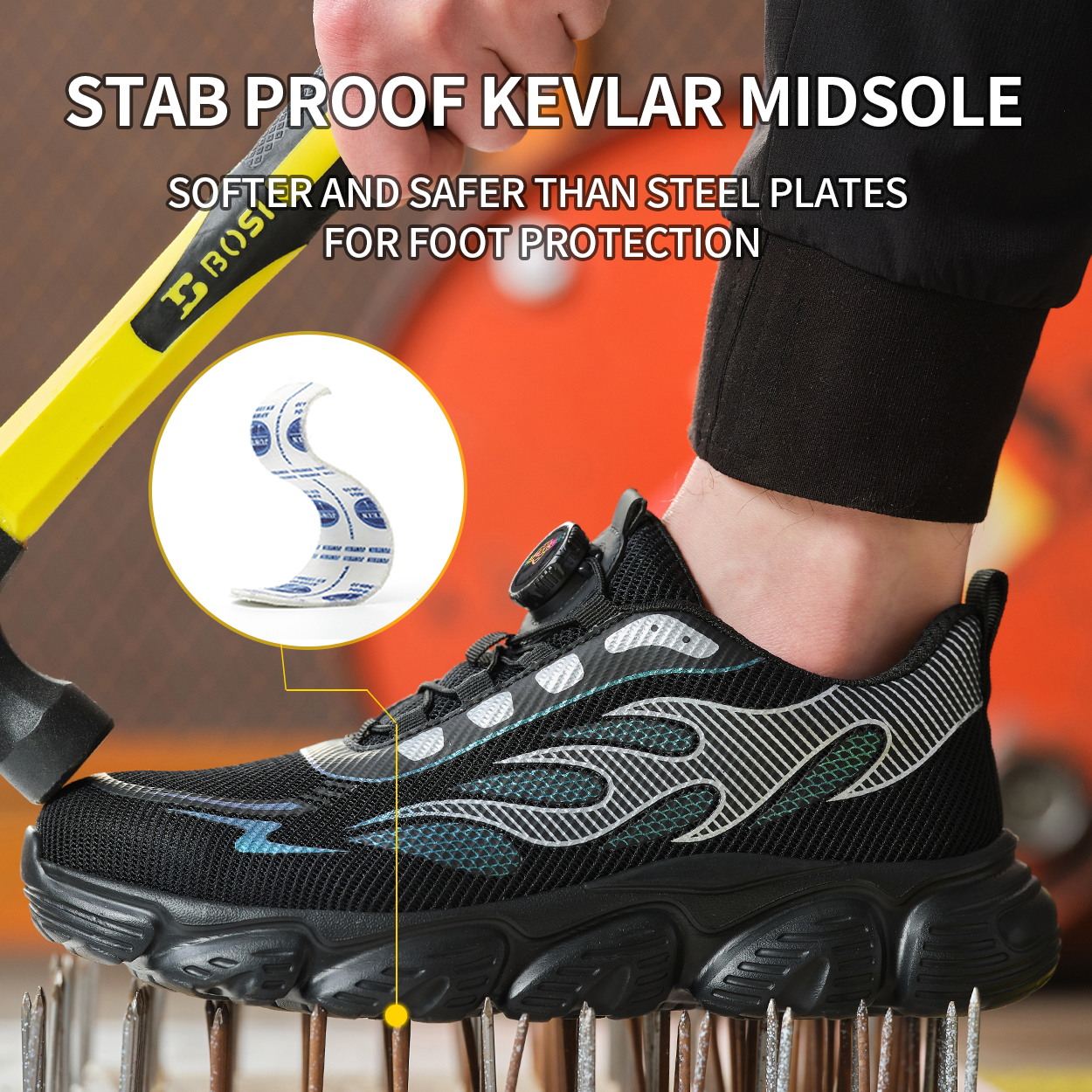 thumbnail video image 2 of SAFETREK Men's Steel Toe Safety Shoes: Anti-Smashing Puncture-Proof Anti-Slip Work Boots, Lightweight Comfortable Slip-On, All-Season Protective Footwear for Industrial Work Outdoor Factory, 2 of 11