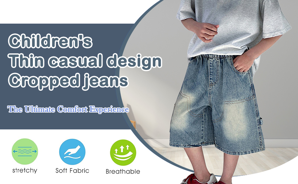 thumbnail video image 2 of JLMSPLWG Boys Denim Shorts Cargo Jeans Shorts for Kids Knee Length Loose Fit Jorts Teens Trendy Hip Hop Streetwer Shorts Summer Clothes, 2 of 7