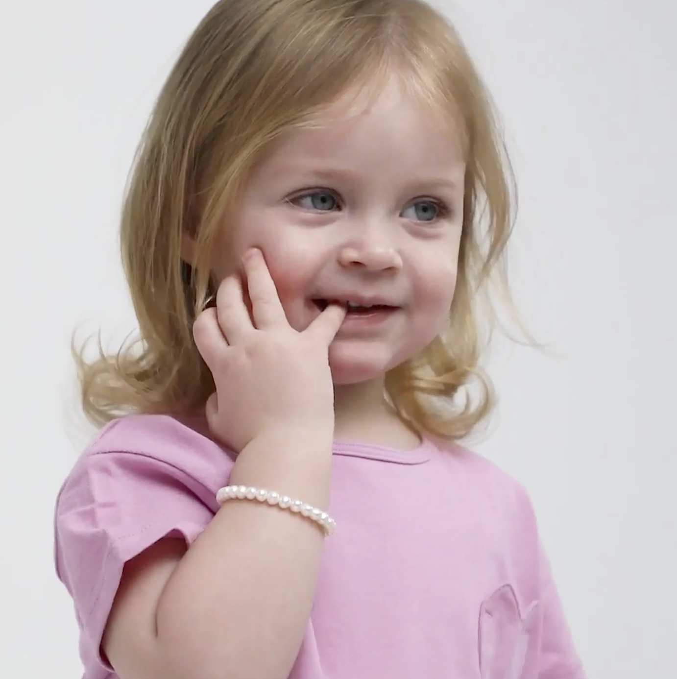 thumbnail video image 2 of 925 Sterling Silver White Freshwater Pearl Bracelet for Little Girls 6.5", 2 of 6