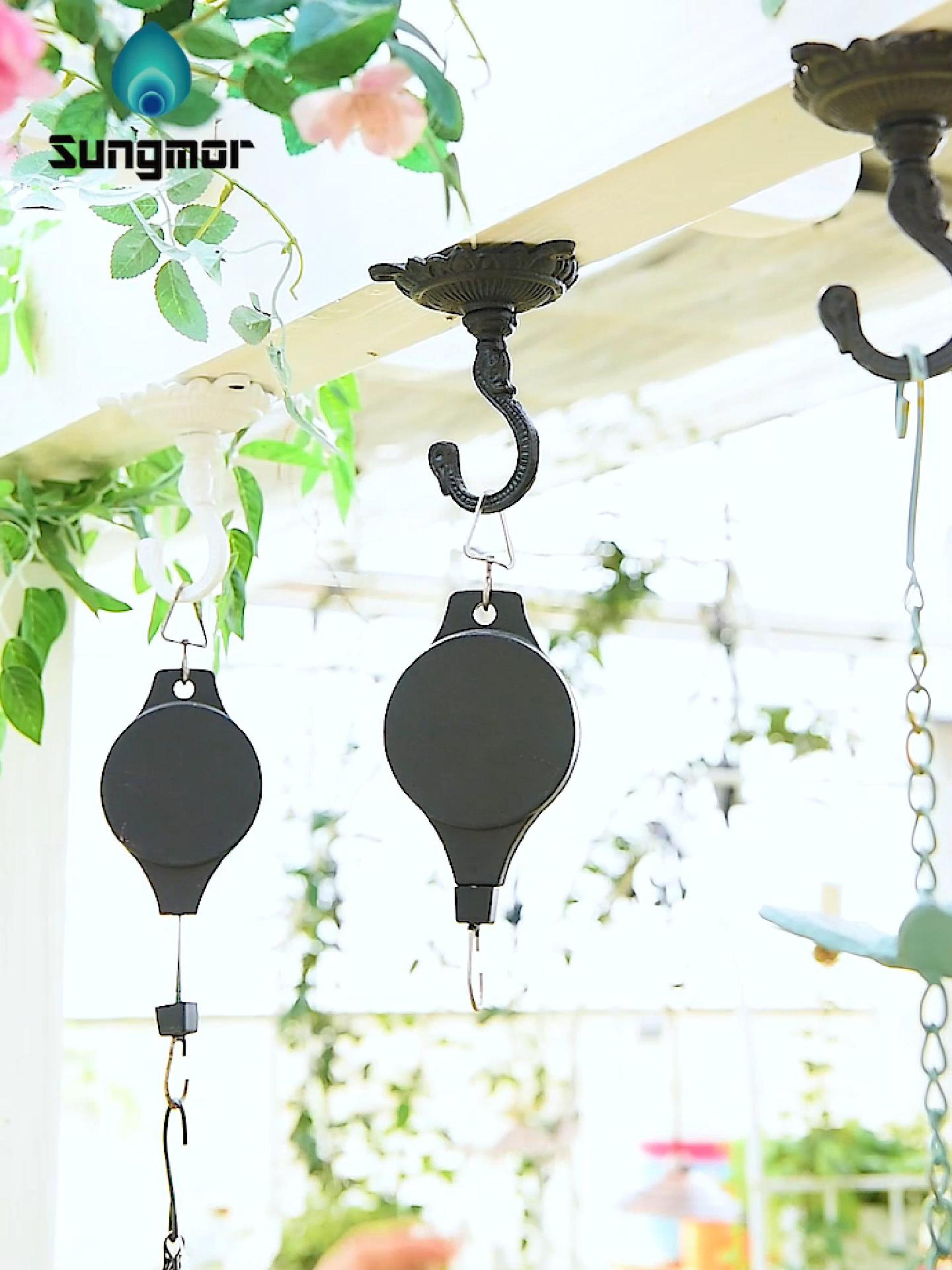 thumbnail video image 2 of Sungmor Ceiling Hooks for Hanging Plants, 3PC Black Cast Iron Ceiling Hooks, Antique Decorative Ceiling Swag Hooks for Hanging Planter Chandelier Wind Chime Lantern Hanger, 2 of 9