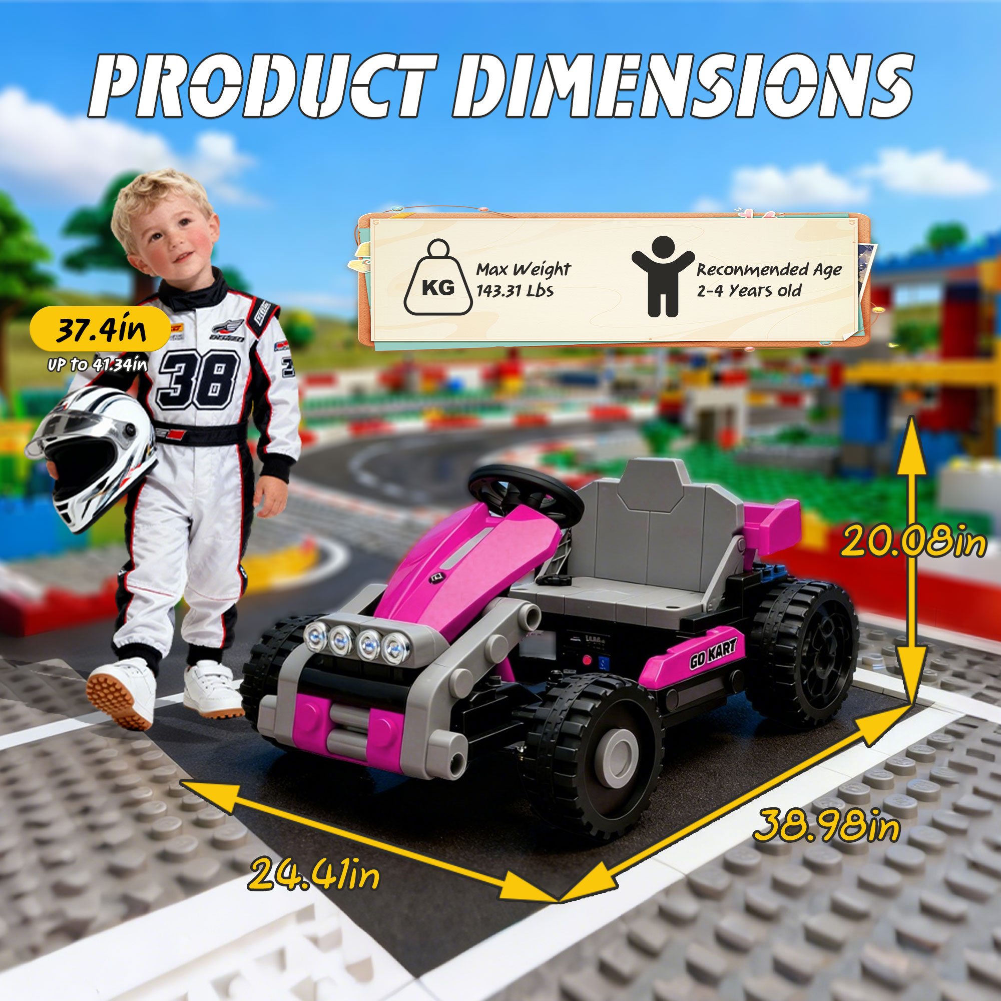 thumbnail video image 2 of 12V Kids Ride On Building Block Car with Remote Control, 2 in 1 Electric Ride On Car for Toddlers, Power Ride On Electric Vehicle with Four Wheel Suspension, Bluetooth, Ride On Toy for Boys Girls 2-4, 2 of 10