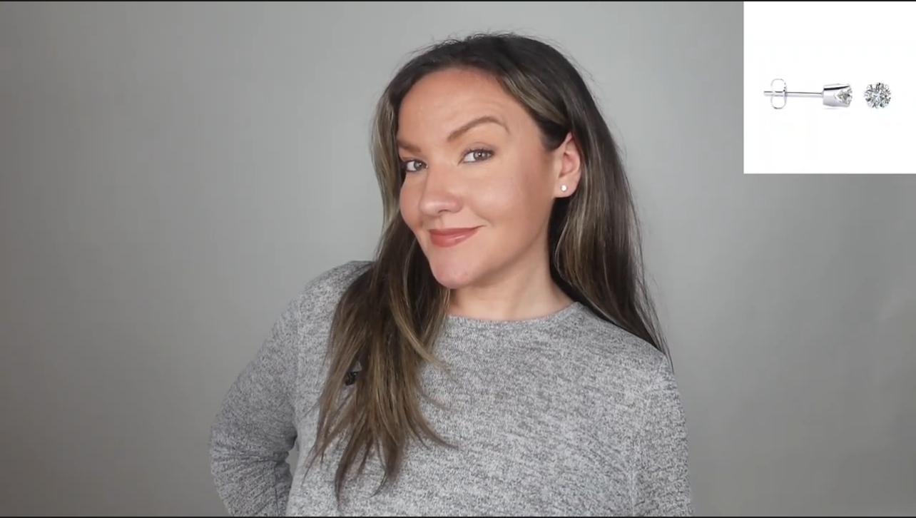 thumbnail video image 2 of SuperJeweler 1/2 Carat Round Moissanite Stud Earrings in White Gold For Women, 2 of 6