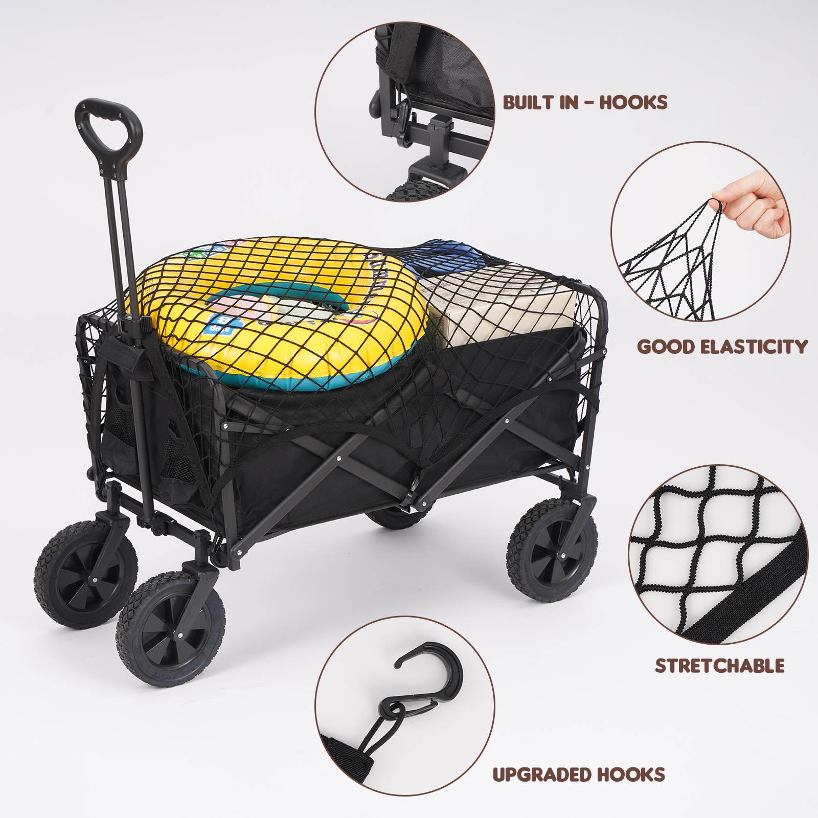 thumbnail video image 2 of Ecoskio Wagon Cargo Net, 35.5" x 23.6", 40 lb Capacity, Foldable, 2 of 7