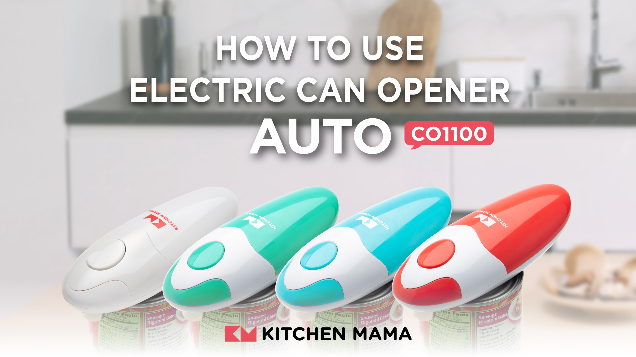 thumbnail video image 2 of Kitchen Mama Handheld Electric Can Opener (Red), 2 of 8
