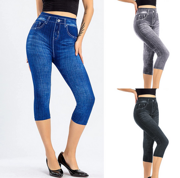 thumbnail video image 2 of snowsong Tights for Women,Womens Jeans Jeggings With Pockets Waist Elastic Capris Jeans Leggings High Leggings Women's Imitation Pants Pants For Women Blue XXL,High Waisted Jeans, 2 of 10