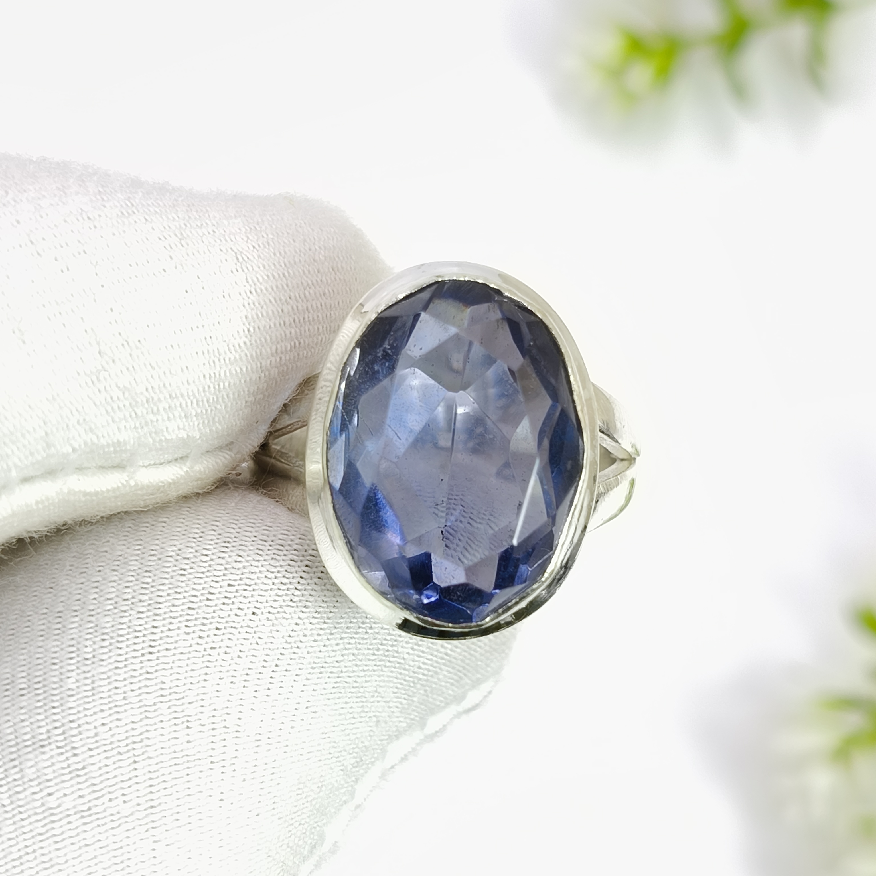 thumbnail video image 2 of SATYAVIE JEWELLERY 925 Sterling Silver Ring For Women Iolite Gemstone Ring Sterling Silver Dainty Ring Dark Purple Gemstone Ring Size US 9.5, 2 of 7