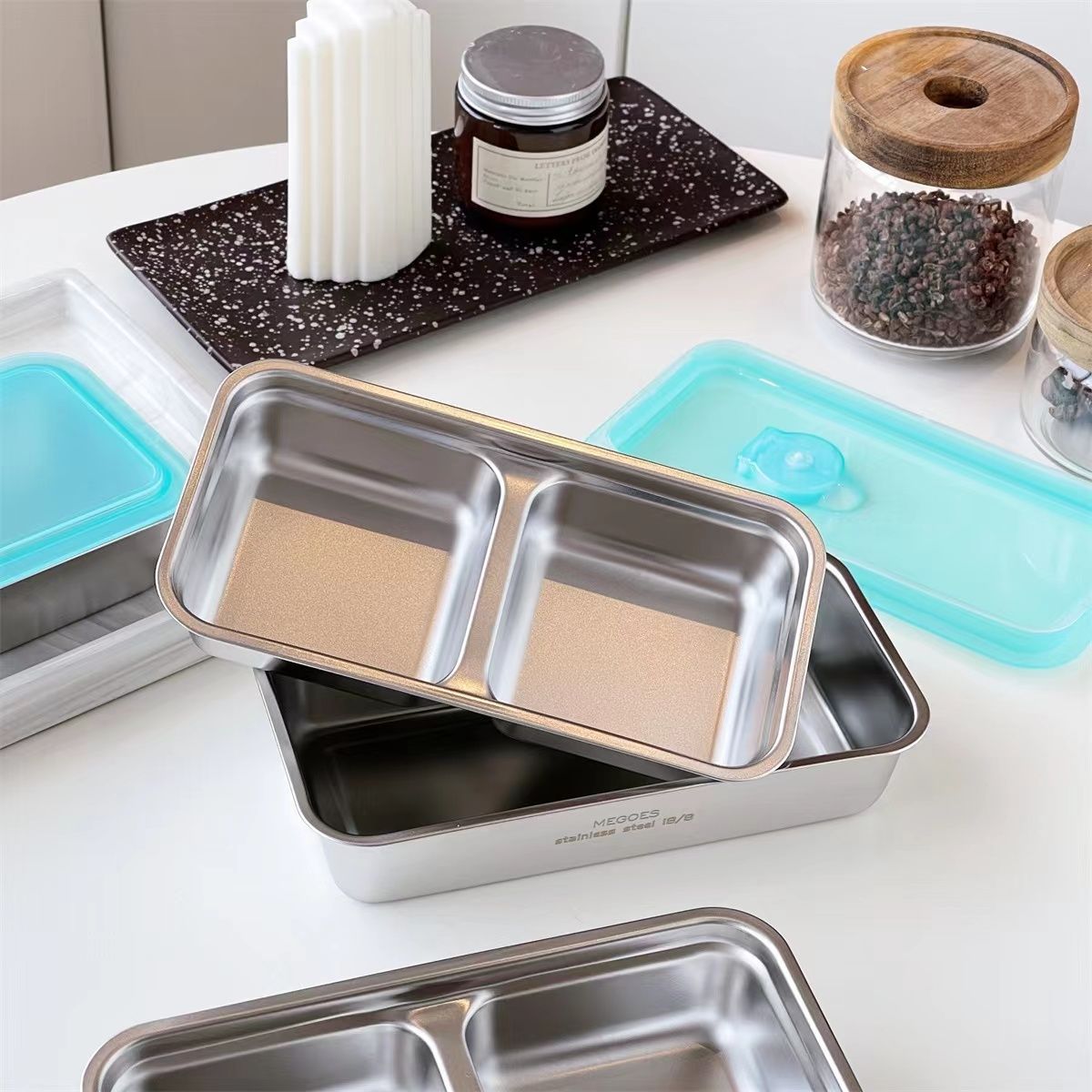 thumbnail video image 2 of Clearance S Tainless Preservation Box With Lid Snack Box Seasoning Dish With Lid Partitioned Kimchi Box Lunch Box (A), By PRYESS, 2 of 10