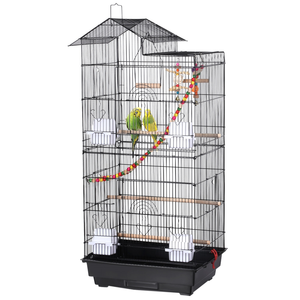 thumbnail video image 2 of Yaheetech 39"H Parrot Cage Metal Birdcage Cockatiel Cage with Toys for Small Birds, 2 of 11