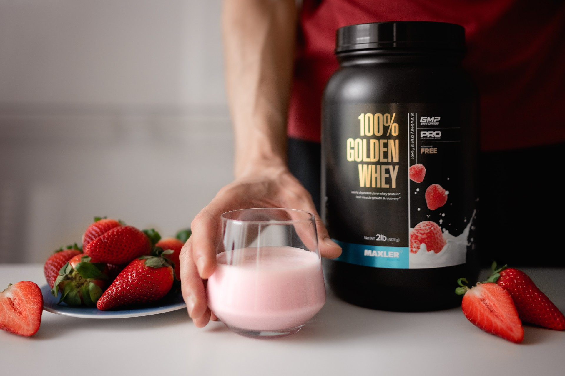thumbnail video image 2 of Maxler 100% Golden Whey Protein Powder - Strawberry Cream 2 lb, 2 of 7